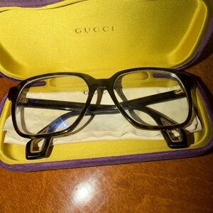 Gucci Unisex Havana/ Tortoise Square Optical Glasses - Designer